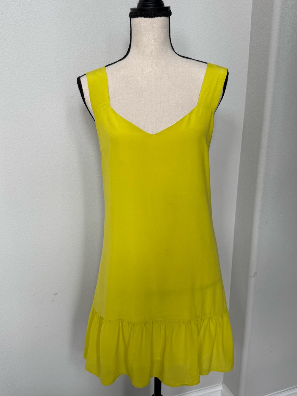 Lavender Brown Citron Yellow Slip Dress with Ruffle Hem